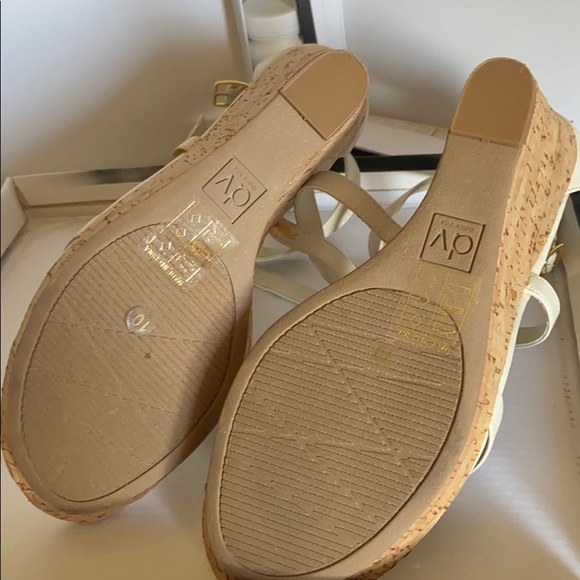 Dolce Vita gold, white strapped wedge sandals. - Picture 7 of 7